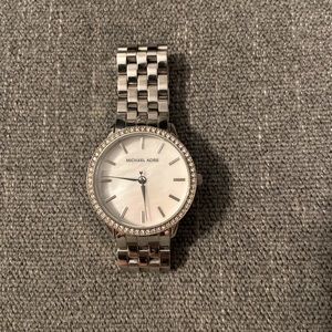 Michael Kors Silver-Tone Crystal Bezel Women's Watch